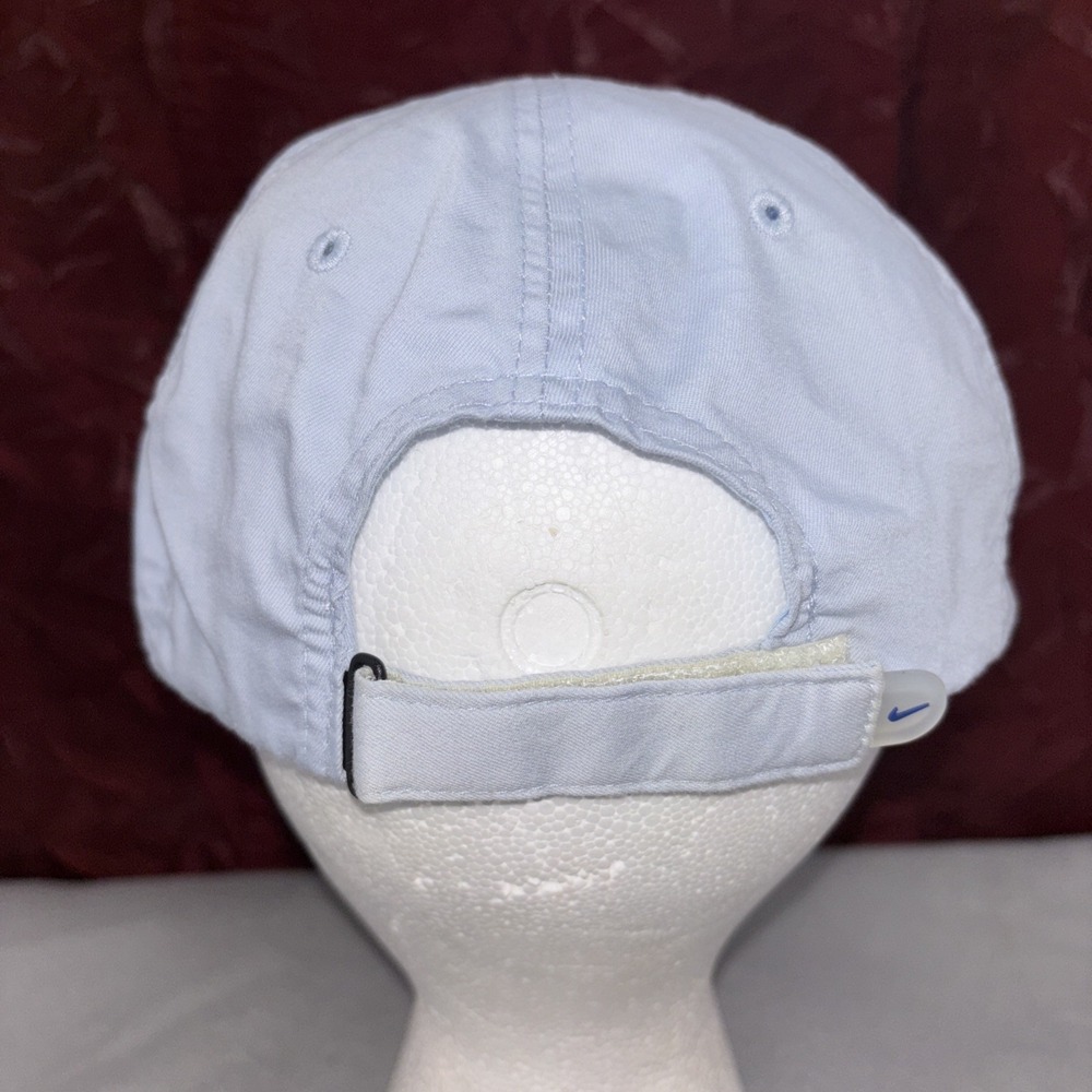 Vtg Nike Light Blue Poly/Cotton Hook & Loop Strap Silver Tag Blue Swoosh Hat/Cap - Picture 4 of 15